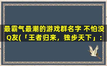 最霸气最潮的游戏群名字 不怕没Q友(「王者归来，独步天下」：最霸气最潮的游戏群名字)